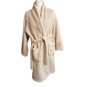 Pottery Barn Cozy Teddy Bear Bathrobe Beige Faux Sherpa Bath Robe Size Medium